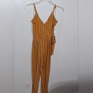 Striped Mustard Jumpsuit- Juniors Sz 1 - XS